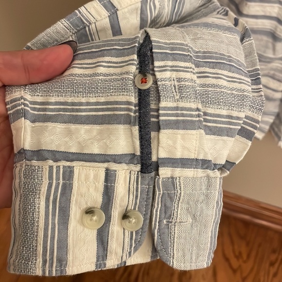 CARBON2COBALT men’s blue white stripe button down shirt cotton light texture XL - Picture 7 of 14